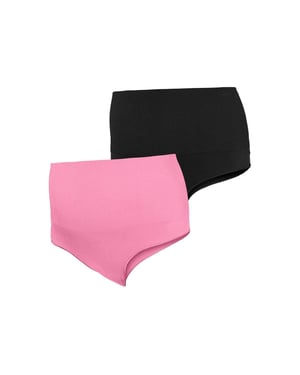 Mamalicious Mlilja string met hoge beenuitsnijding voor dames (set van 2) (Zwart/roze)