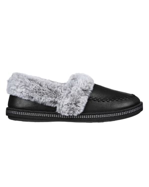 Skechers Mjuka lädertofflor för kvinnor/damer – Cosy CampF (Svart)