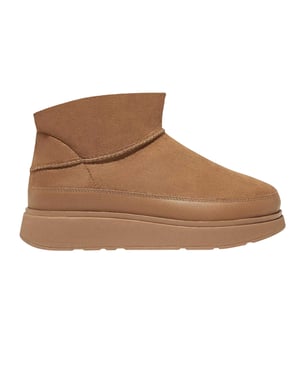 Fit Flop Läderkängor med platt sula för kvinnor/damer (Tan)