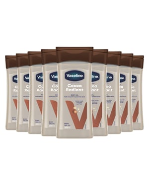 Vaseline Body Gel Oil Intensive Care Cocoa Radiant Cocoa Butter 200ml, 9 Pack