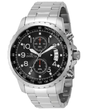 Invicta Specialty 69789 Herenhorloge - Quartz Uurwerk - Staal met Zwarte Wijzerplaat - 47 mm