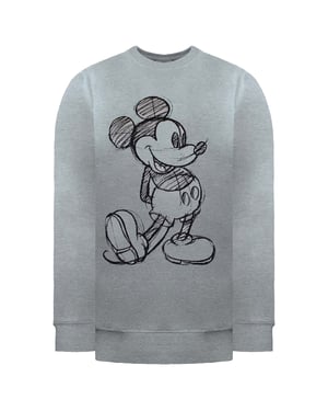 Disney Mickey Mouse Sketch Womens Grey Sweater