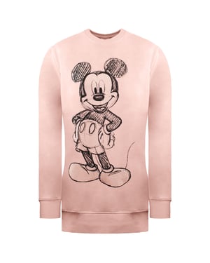 Disney Mickey Forward Sketch Womens Pink Sweater