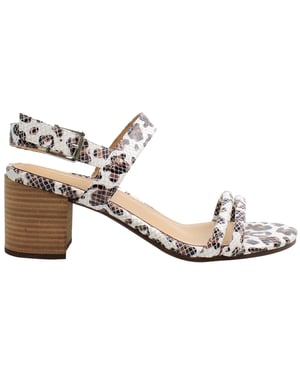Vionic Paula Embossed Leopard Womens White/Brown Heeled Sandals
