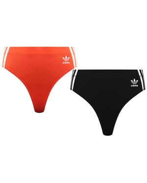Adidas 2-Pack Womens Orange/Black Wide Side Thong