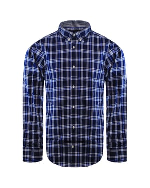 Eden Park Paris Checkered Mens Blue Shirt