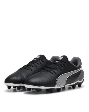 Puma Voetbalschoenen voor kinderen, model King Match, voor harde ondergrond (Zwart, Wit)