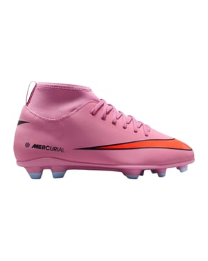 Nike Mercurial-fotbollsskor för barn/ungdomar, för fast underlag (Rosa/Svart)