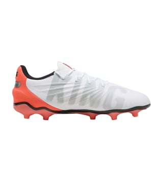 Puma Voetbalschoenen voor kinderen, model King Match, voor harde ondergrond (Wit, Rood)