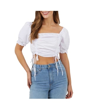 Brave Soul Crop-top met pofmouwen voor dames (Wit)