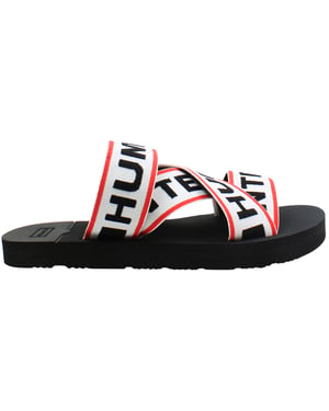 Hunter Elastic Crossover Logo Womens White Sliders