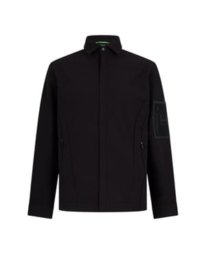Boss Expedit Oxford-overshirt voor heren met ritszak (Zwart)
