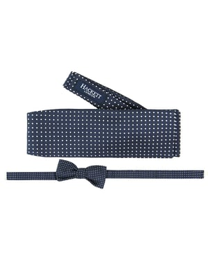 Hackett London Printed Silk Mens Navy Bow Ties