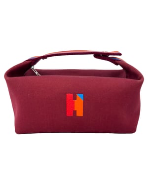 Hermès Small Toile Bride-A-Brac Handbag in Burgundy Canvas