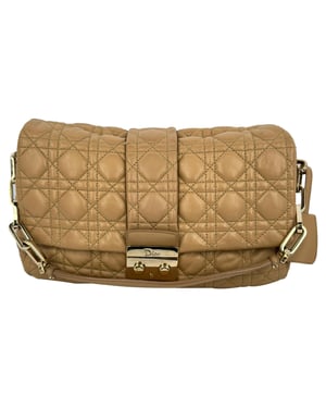 Dior Cannage Gequilted New Lock Flap Bag in Beige Lamsleer