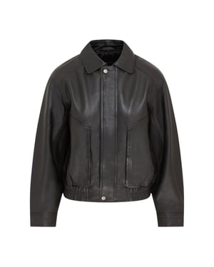 Dames zwarte leren Biker Bomber Oversized Jas - Blouson
