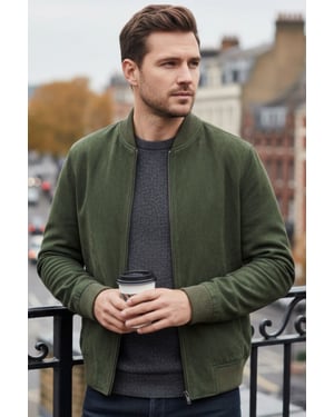 Mens Green Goat Suede MA-1 Bomber Jack-North