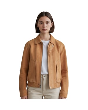 Damer beige läderbiker, blouson bomberjacka – Sibiu