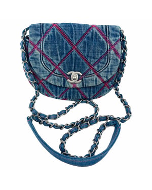 Chanel Coco Beach Mini Crossbody Bag in Blue Cotton