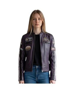 Damernas motorcykeltävlingsmärken Liple Leather Jacket-Incheon
