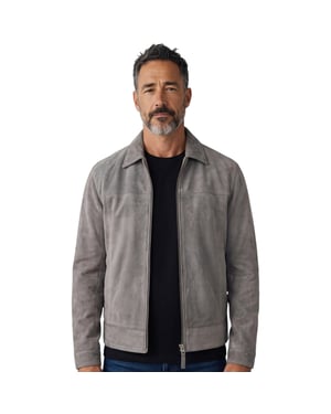 Herrarnas Stone Goat Suede läder Harrington Bikerjacka - Bursa