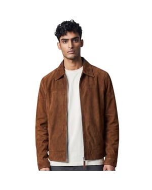 Herrjacka med brun getmocka i läder Harrington Biker - Bursa
