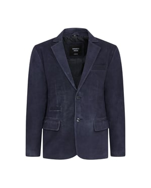 Mannen Italiaanse marineblauwe leren blazerjas met leren blazerjack - Aarau