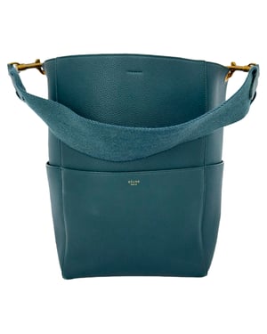 Celine Medium Sangle Bucket Bag i Grön Läder