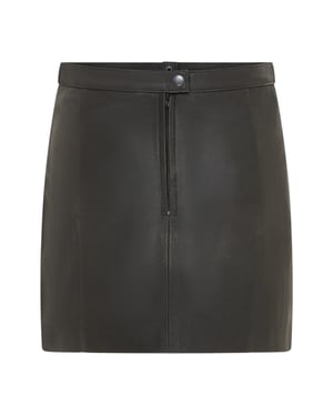 Women's Black Leather Biker Pencil Short Mini Skirt - Harper