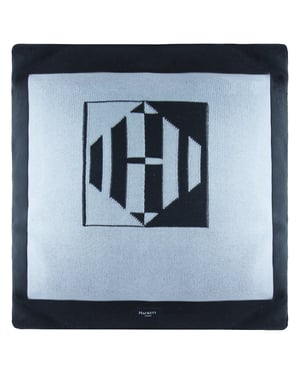 Hackett Contrast Monogram Navy Knitted Pillow
