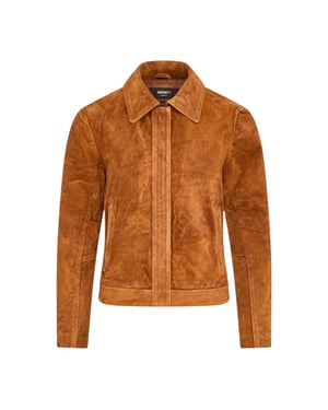 Damer beige mocka-bomberjacka – Varsity