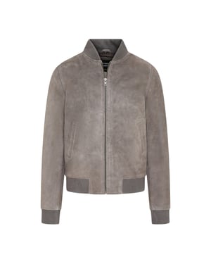 Mannen Grey Goat Suede MA-1 Bomber Jack-Auckland