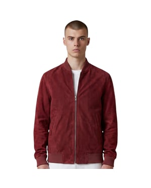 Mens Burgundy Goat Suede MA-1 Bomber Jacket-Antalya