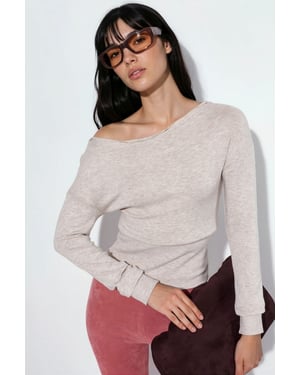 Women's Cropped Ribbed Crew Neck Sweater