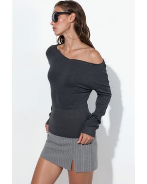 Women's Cropped Ribbed Crew Neck Sweater