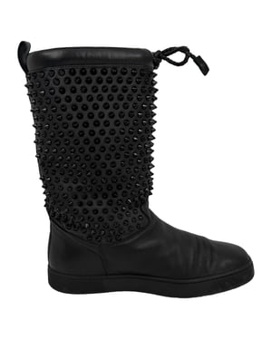Christian Louboutin Surlapony Gespikkelde Mid Calf Boots in Zwart Leer