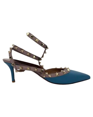 Valentino Garavani Rockstud 65 Pumps in Blue Leather