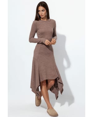 A-line Midi Dress With Crew Neck