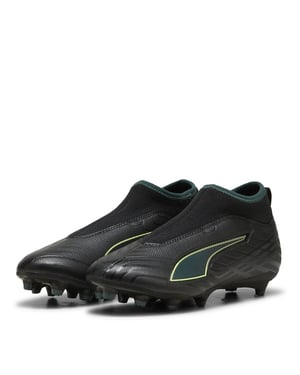 Boys Puma Kids Ultra 6 Match+ LL Firm Ground Football Boots in Blk-FL-GrnTrrn