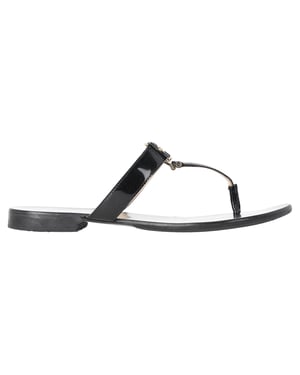 Versace Medusa Logo-Plaque Thong Slide Sandals in Black Leather