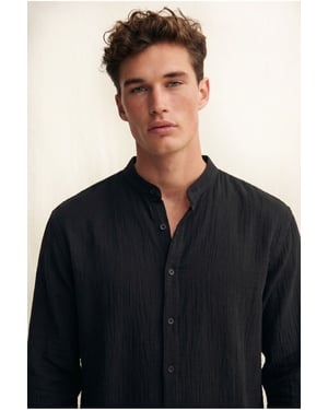 Oversized Mandarin Collar Shirt