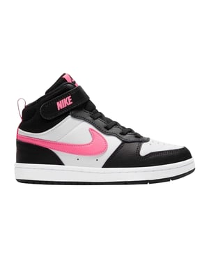 Nike Kinderen Court Borough Swoosh Leren Hoogtoppen (Wit/Roze/Zwart)