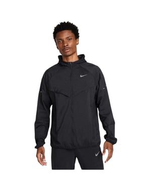 Nike Lichtgewicht herenjack met capuchon van Stride (Zwart/Zilver)