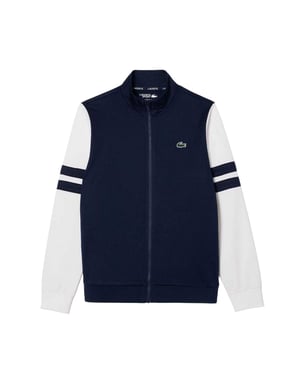 Lacoste Heren Interlock Volledige Ritssluiting Tennis Sweatshirt (Marineblauw/Wit)
