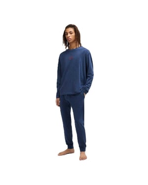 Boss Herenjas met streepjesmotief, normale pasvorm (Donkerblauw)