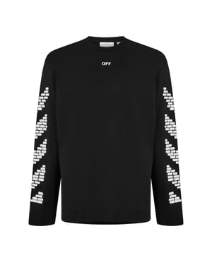 Off White Heren-T-shirt met lange mouwen in de ‘Brick’-kleur en een relaxte pasvorm (Zwart)