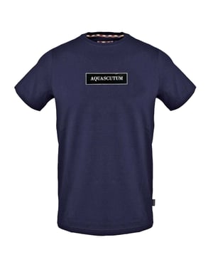 Aquascutum T-shirt i bomull med logotyp för män (Marinblått)