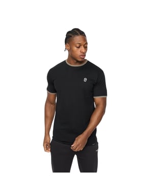 Crosshatch Heren-T-shirt van Preece met contrasterende strepen (Zwart)