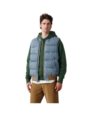Levis Heren-puffervest in westernstijl (Lichtblauw/bruin)