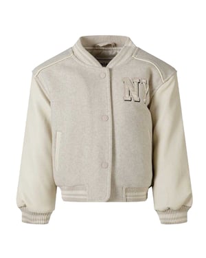 Minoti Varsity-jasje voor meisjes met New York-patch (Gevlekt beige)